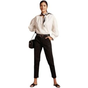 Banana Republic Girlfriend Fit Cotton Utility Chino Ankle Pants Black 10 Tall